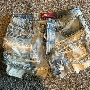 Levi's Blue Distressed Jean Shorts